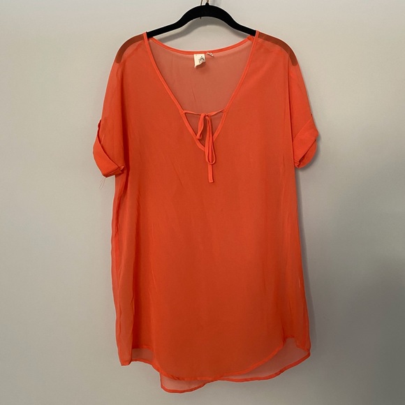 Sheer Orange Dress / Cover-Up - Picture 2 of 6